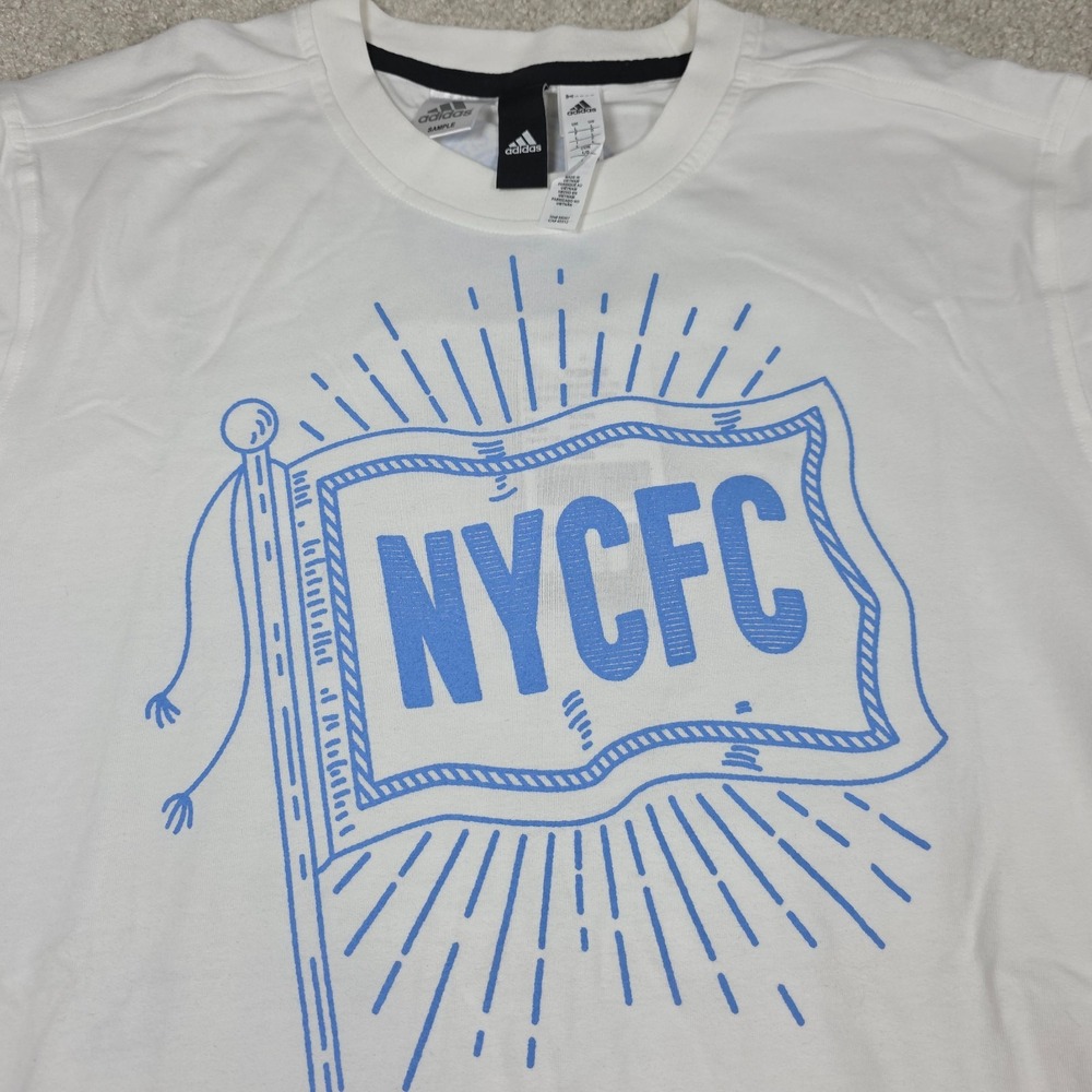 Adidas Short Sleeve Droptail T-Shirt Mens L White New York City Football Club